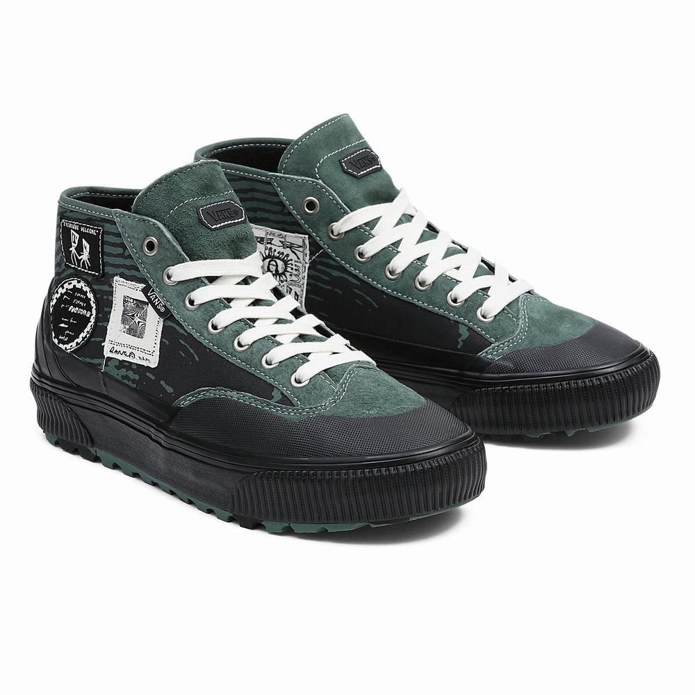 Men\'s Vans X Former Destruct Mid MTE-1 Sneakers Black / Green | USA89457