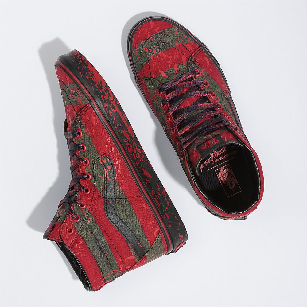 Men's Vans X Nightmare On Elm Street Sk8-Hi Sneakers Red | USA78964