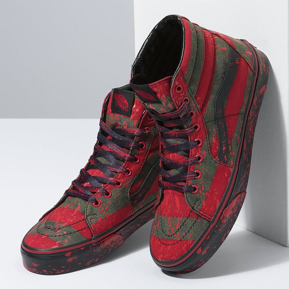 Men's Vans X Nightmare On Elm Street Sk8-Hi Sneakers Red | USA78964