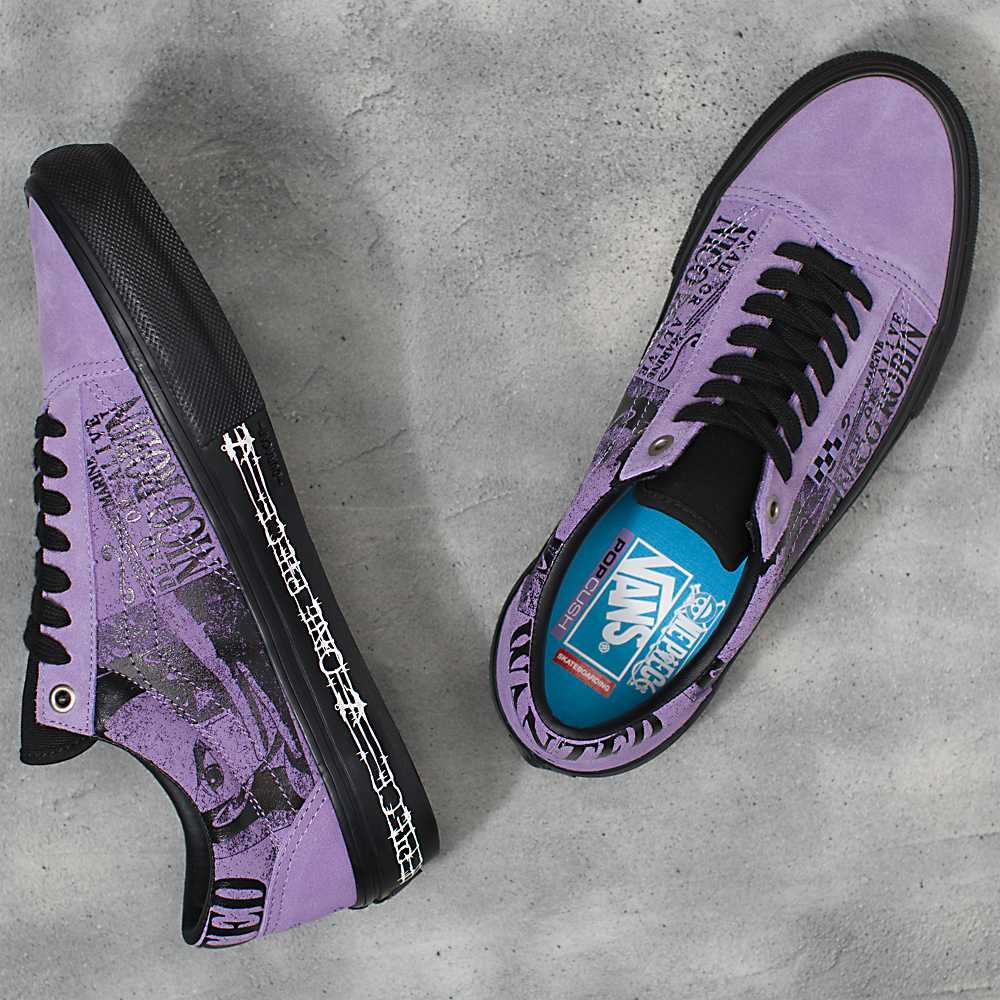 Men's Vans X One Piece Skate Old Skool Skate Shoes Purple | USA05179