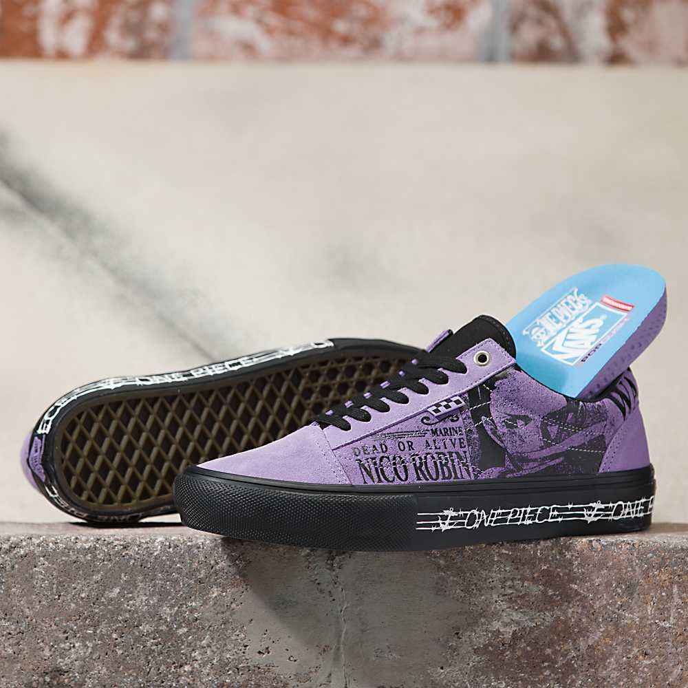 Men\'s Vans X One Piece Skate Old Skool Skate Shoes Purple | USA05179