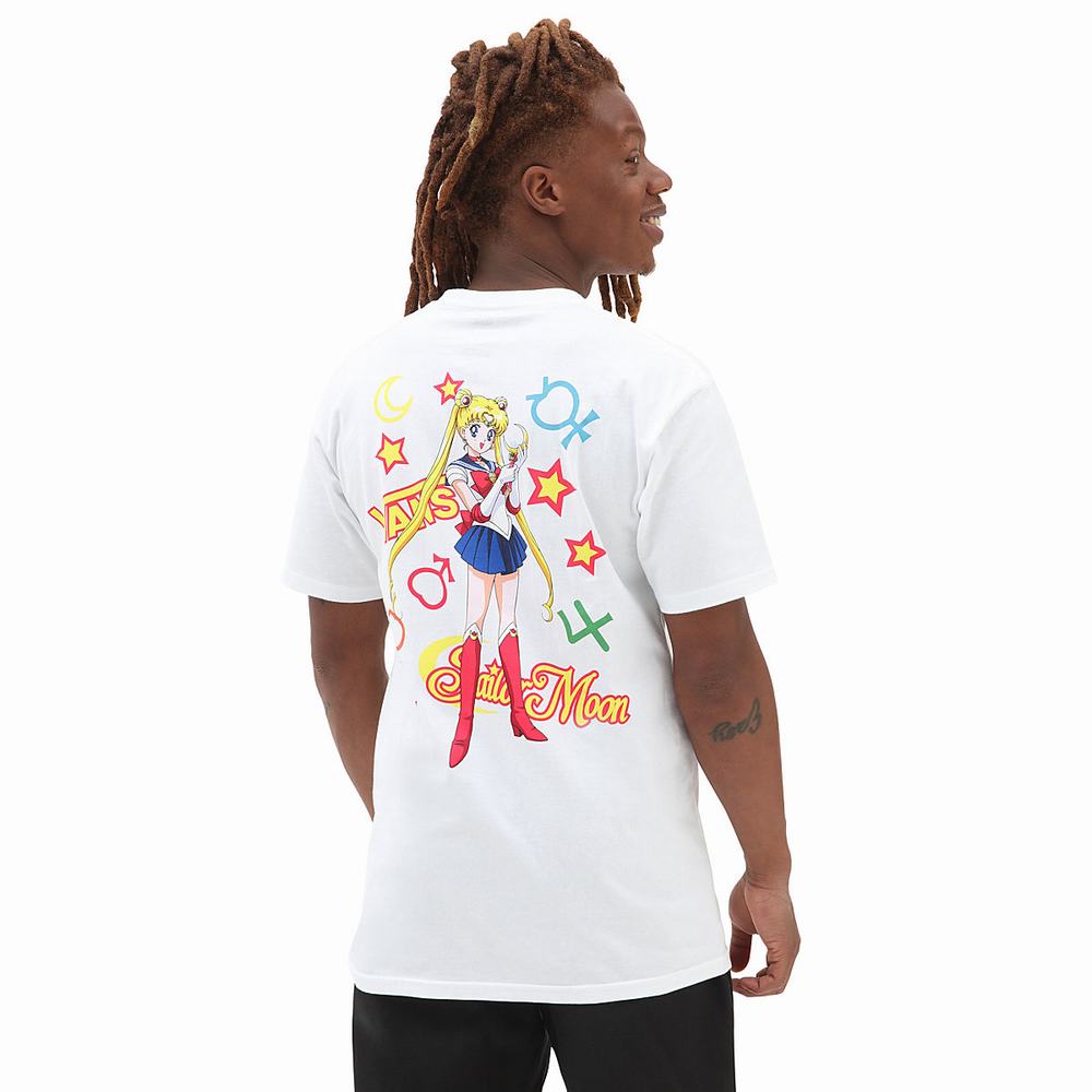 Men's Vans X Pretty Guardian Sailor Moon Graphic T Shirts White | USA51678