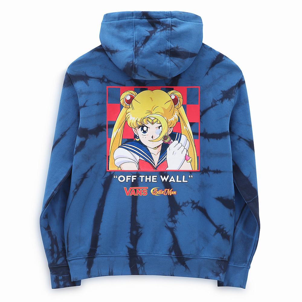 Men's Vans X Pretty Guardian Sailor Moon Fleece Tie Dye Pullover Blue | USA72691