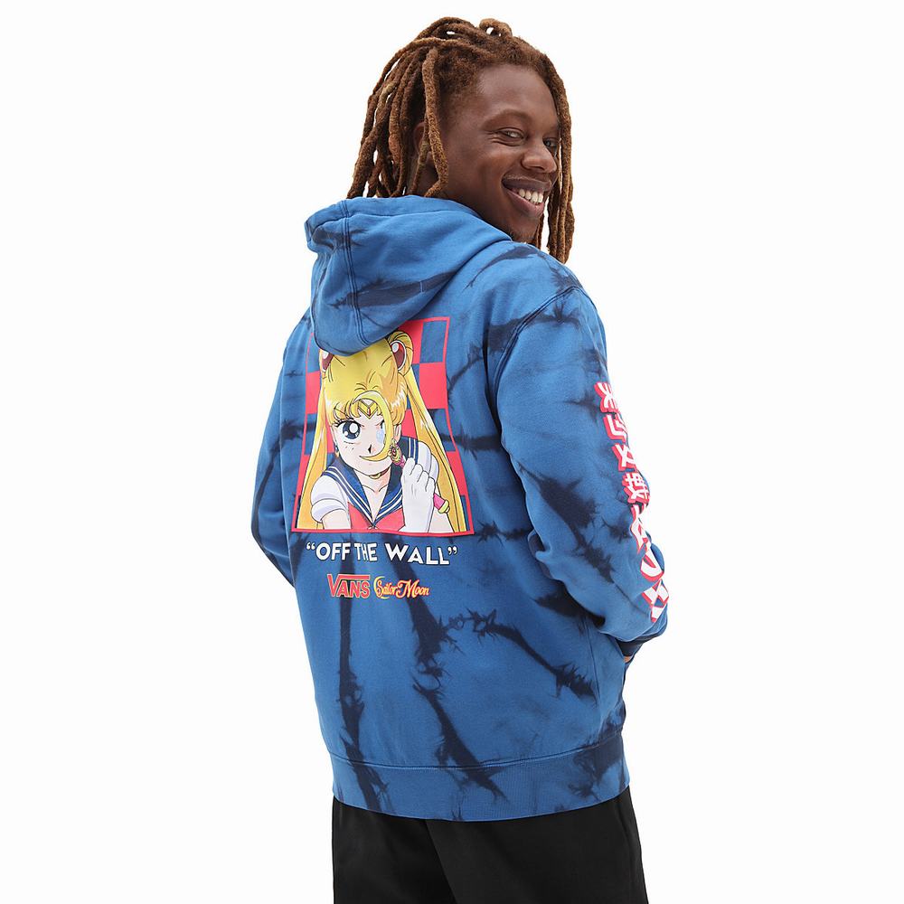 Men's Vans X Pretty Guardian Sailor Moon Fleece Tie Dye Pullover Blue | USA72691