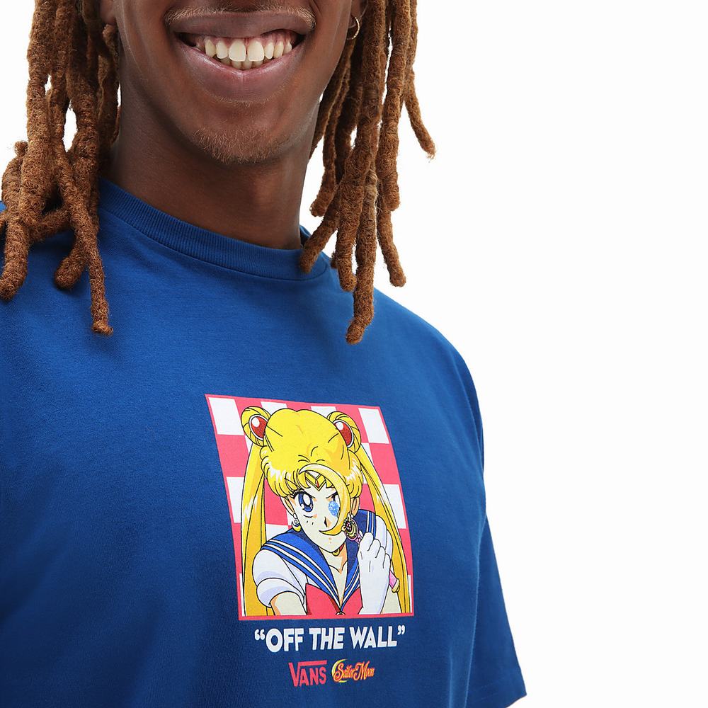 Men's Vans X Pretty Guardian Sailor Moon Graphic T Shirts Blue | USA75438