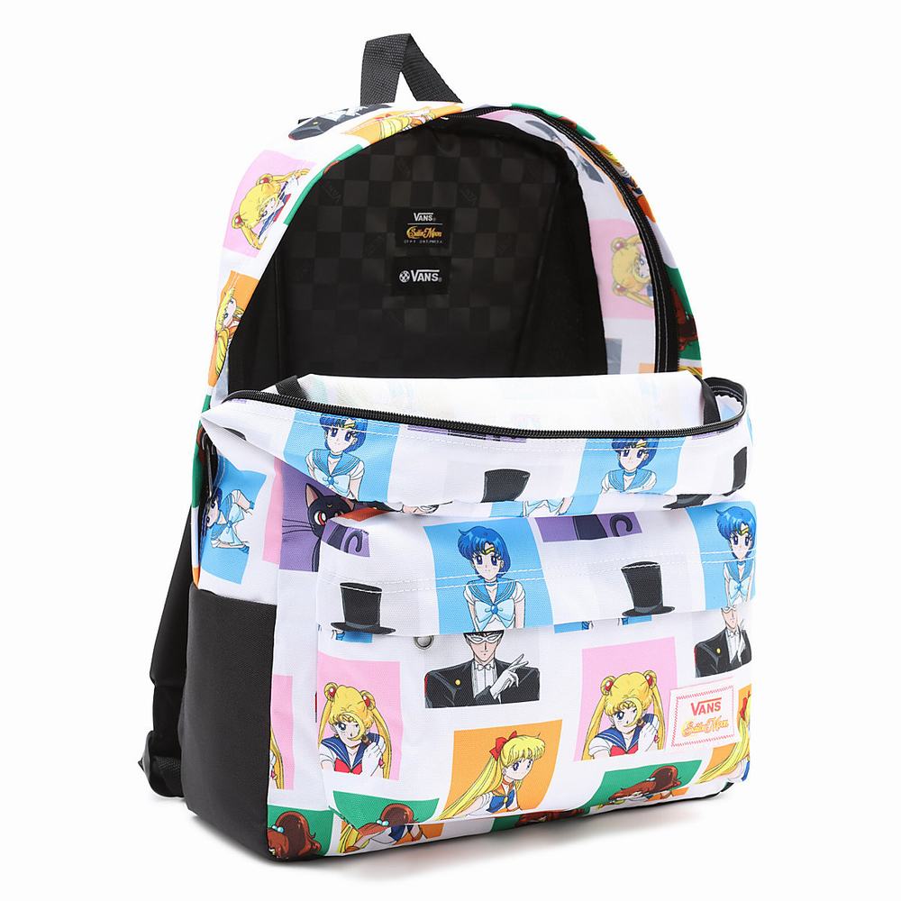 Men's Vans X Pretty Guardian Sailor Moon Old Skool IIII Backpacks White | USA94506