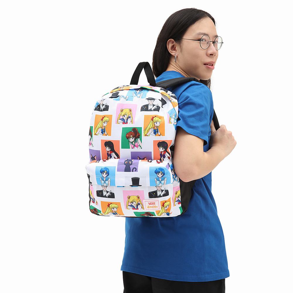 Men's Vans X Pretty Guardian Sailor Moon Old Skool IIII Backpacks White | USA94506