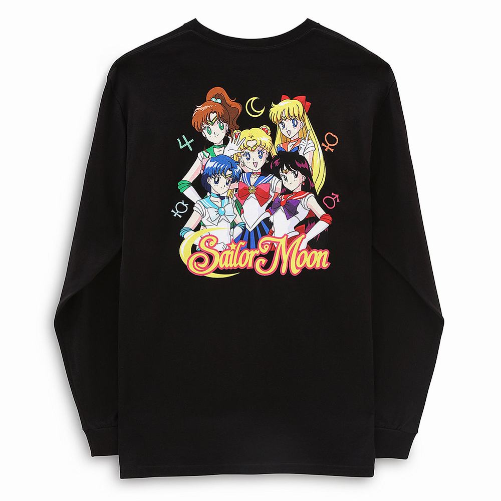 Men's Vans X Pretty Guardian Sailor Moon Graphic Long Sleeve T Shirts Black | USA98421