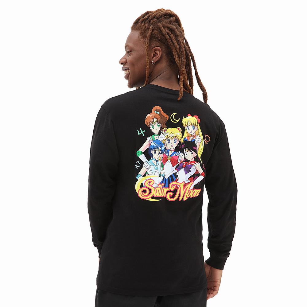 Men's Vans X Pretty Guardian Sailor Moon Graphic Long Sleeve T Shirts Black | USA98421