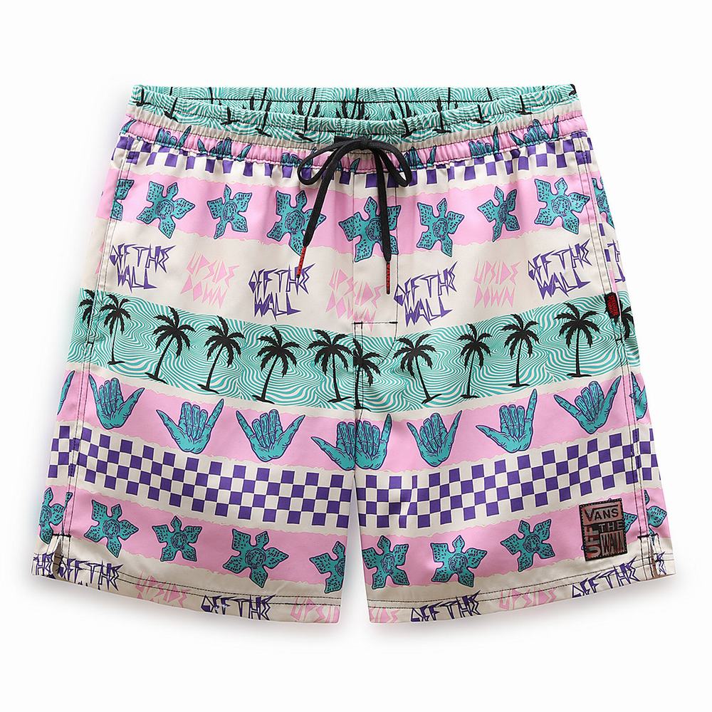 Men's Vans X Stranger Things California Stripe Volley Boardshorts Pink | USA36102