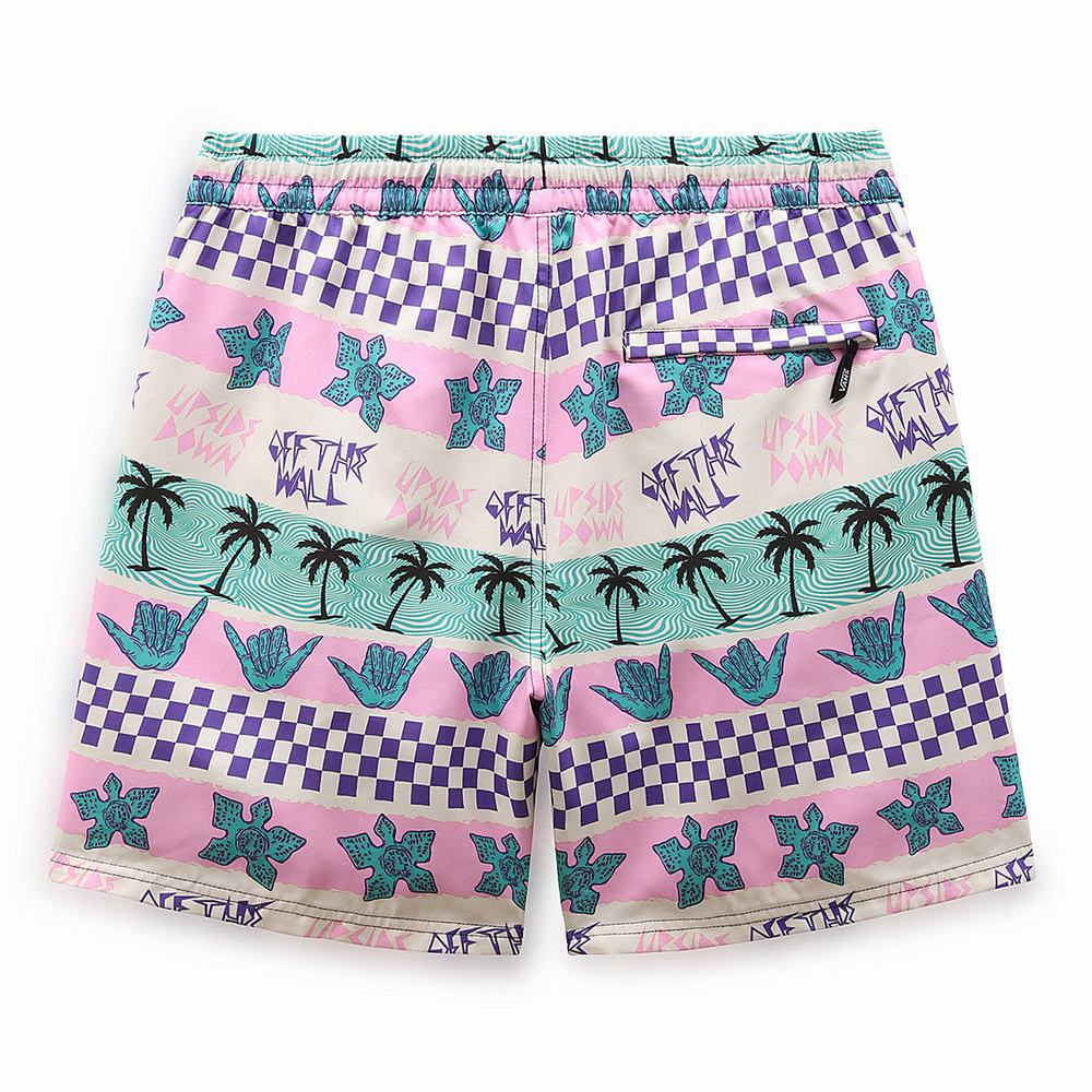 Men's Vans X Stranger Things California Stripe Volley Boardshorts Pink | USA36102