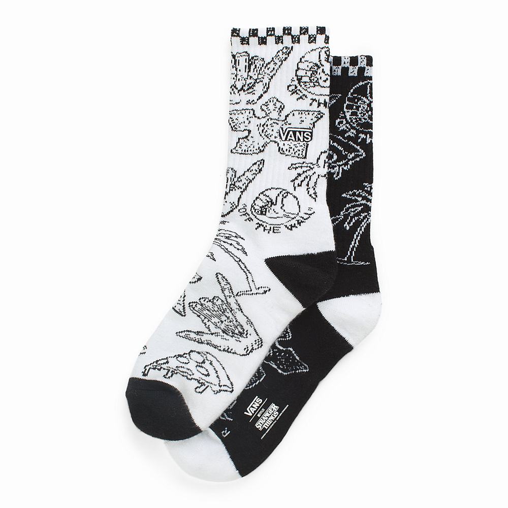 Men\'s Vans X Stranger Things Miss Match (1 pair) Socks Black / White | USA10479