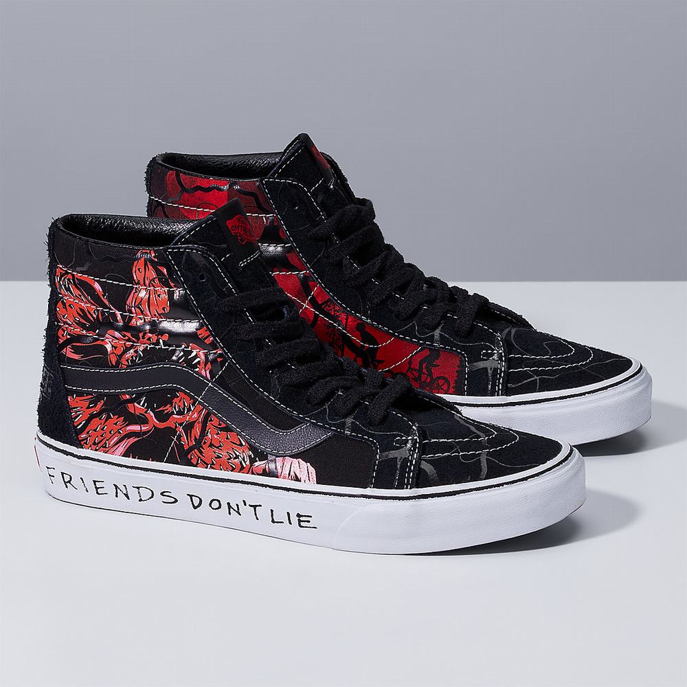 Men's Vans X Stranger Things Sk8-Hi Reissue Sneakers Black / Red | USA18263