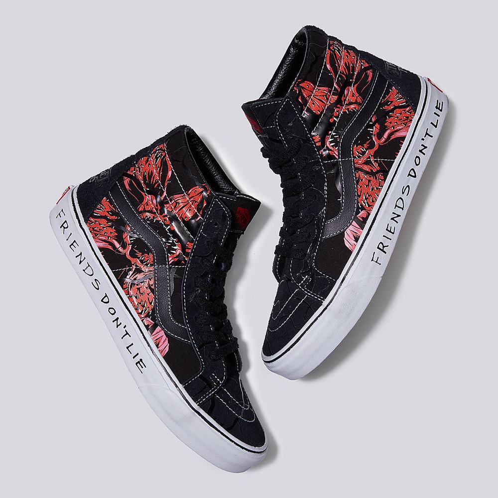 Men's Vans X Stranger Things Sk8-Hi Reissue Sneakers Black / Red | USA18263