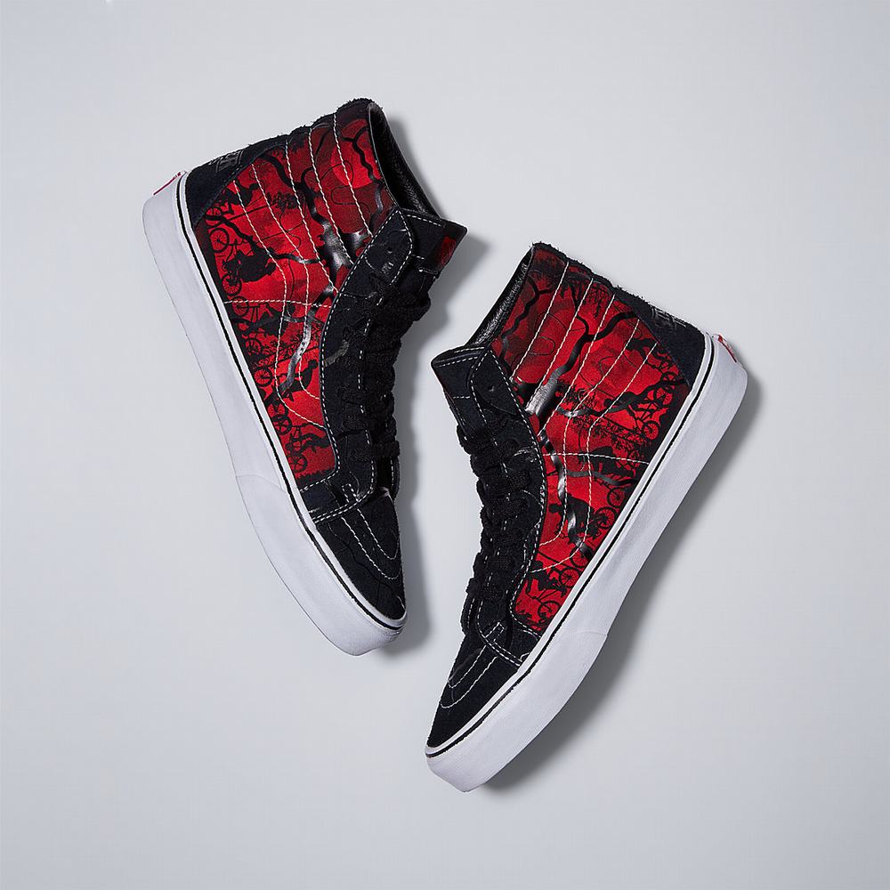 Men's Vans X Stranger Things Sk8-Hi Reissue Sneakers Black / Red | USA18263