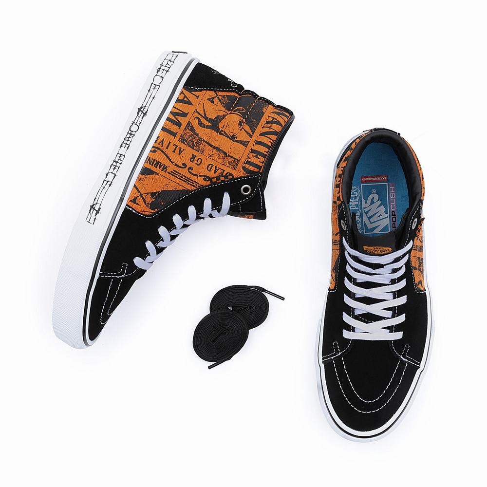 Men's Vans x One Piece Skate Sk8-Hi Sneakers Orange | USA43789