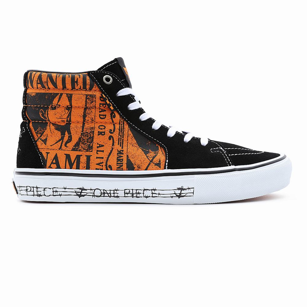 Men's Vans x One Piece Skate Sk8-Hi Sneakers Orange | USA43789