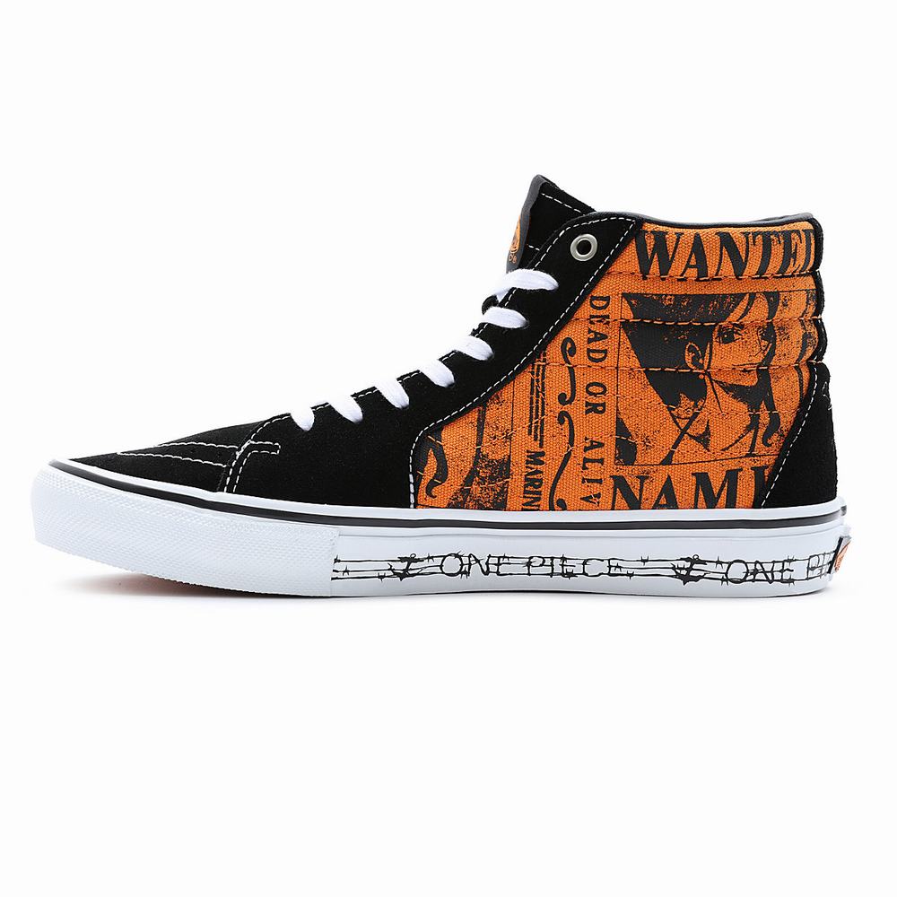 Men's Vans x One Piece Skate Sk8-Hi Sneakers Orange | USA43789