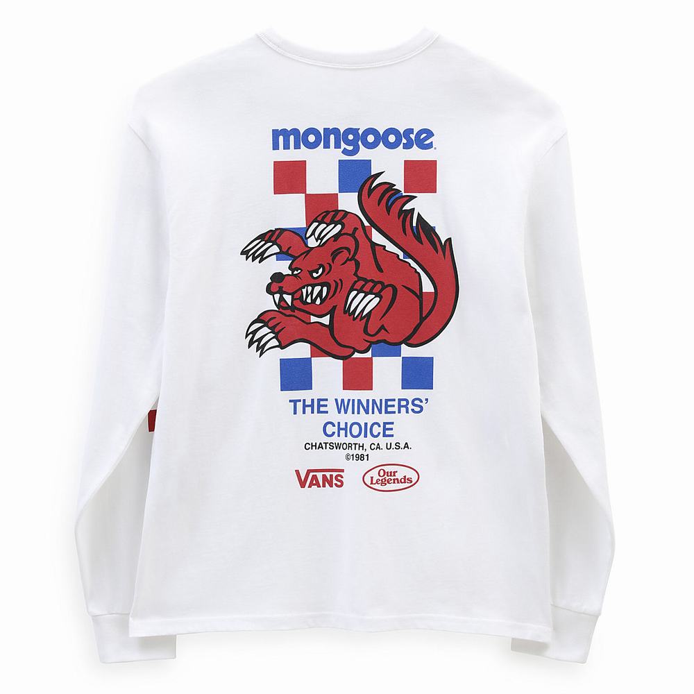 Men's Vans x Our Legends (Mongoose) Long Sleeve T Shirts White | USA01867