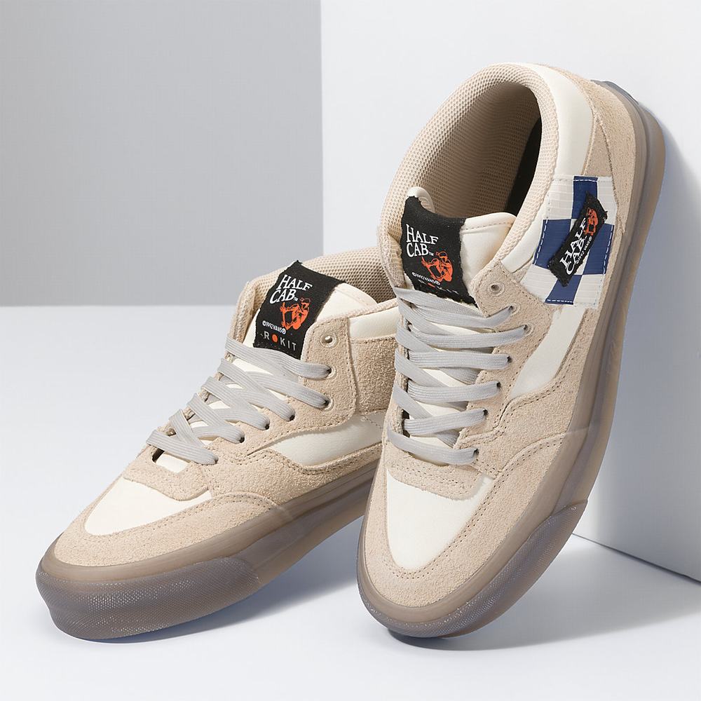 Men's Vans x Rokit Half Cab 33 DX Sneakers Beige | USA68045