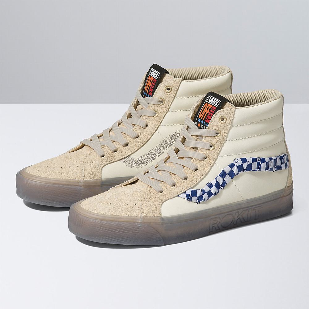 Men's Vans x Rokit Sk8-Hi 38 DX Sneakers Beige | USA46327