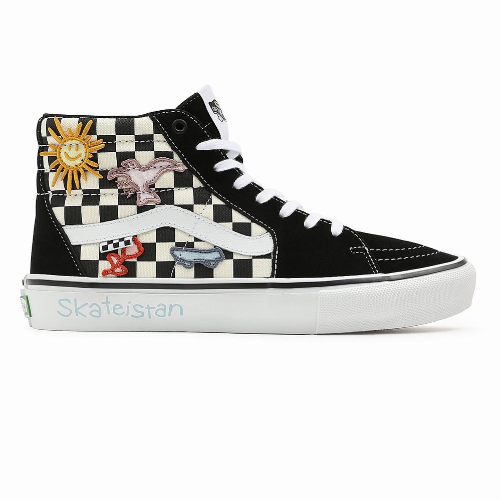 Men's Vans x Skateistan Skate Sk8-Hi Sneakers Black / White | USA41208