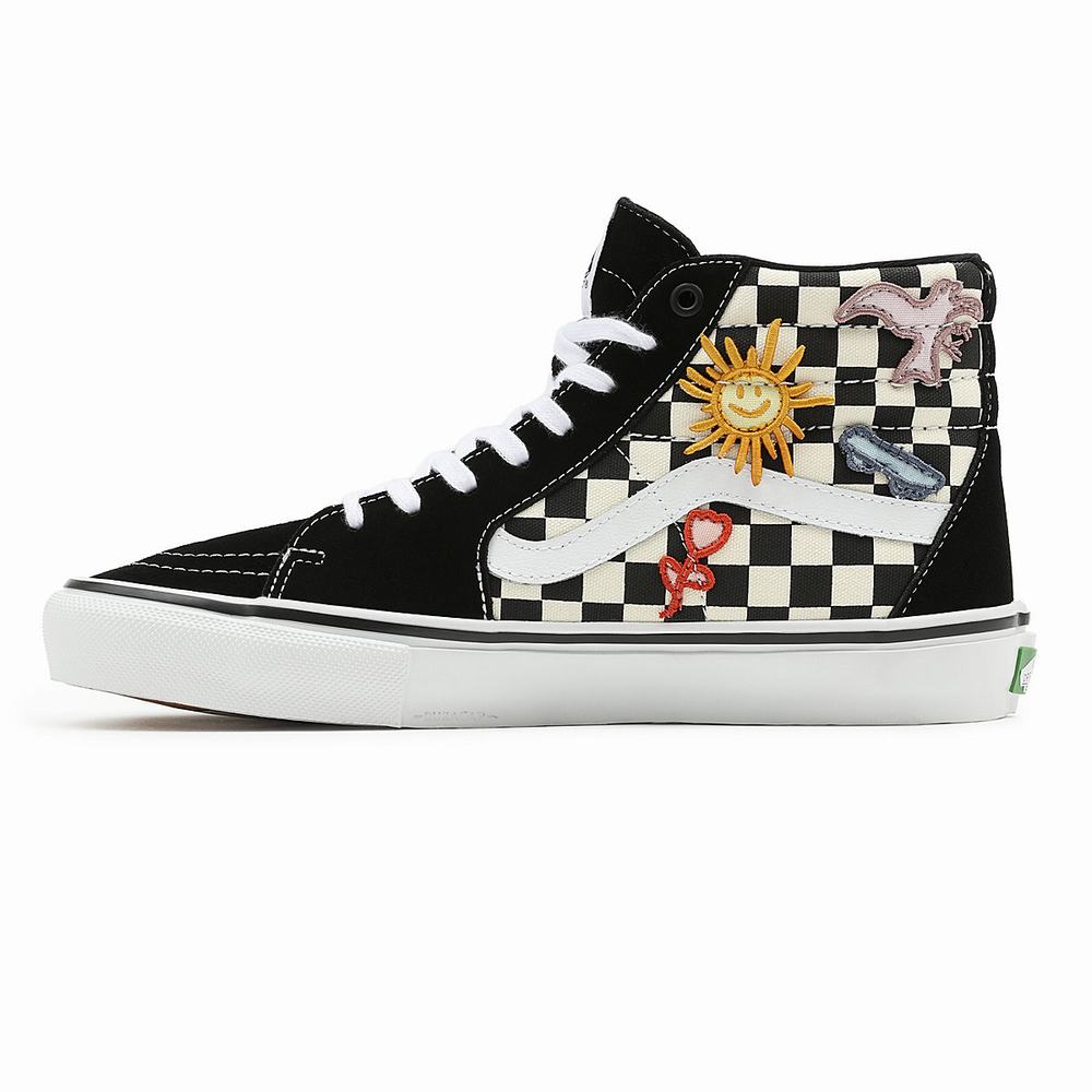 Men's Vans x Skateistan Skate Sk8-Hi Sneakers Black / White | USA41208