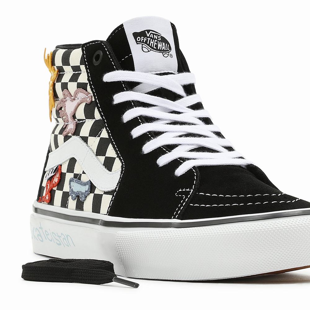 Men's Vans x Skateistan Skate Sk8-Hi Sneakers Black / White | USA41208