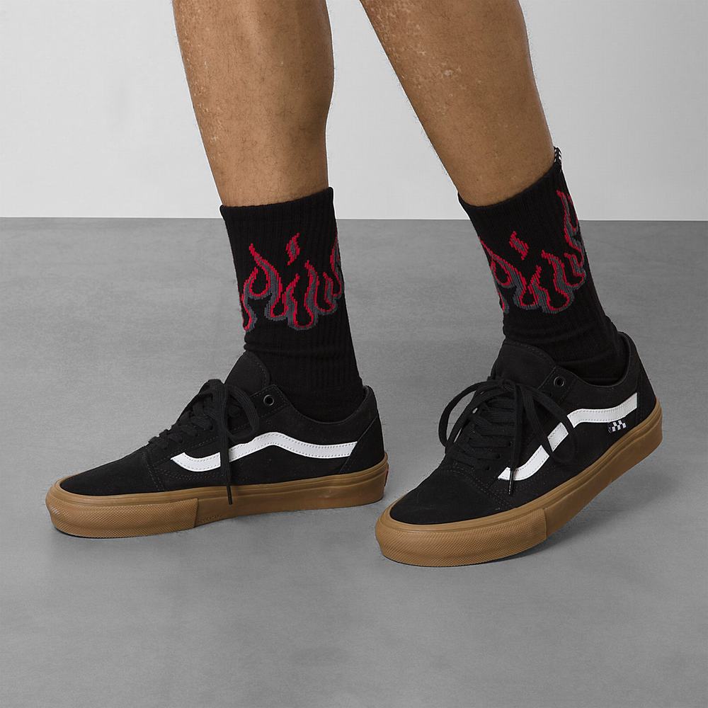 Men's Vans x Thrasher Flame Crew (1 Pair) Socks Black | USA49832