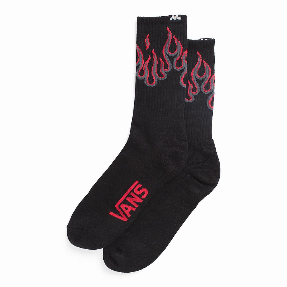 Men\'s Vans x Thrasher Flame Crew (1 Pair) Socks Black | USA49832