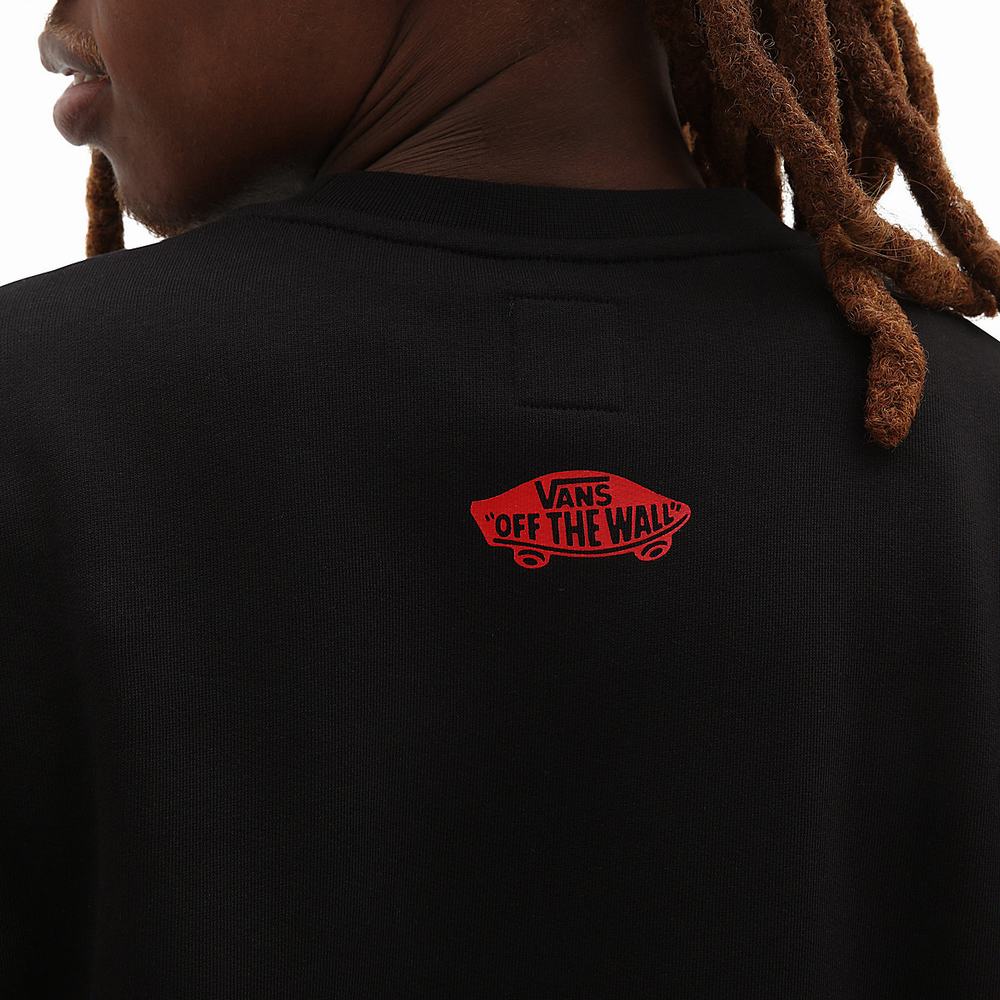 Men's Vans x Thrasher Flame Crew Sweatshirts Black | USA91865