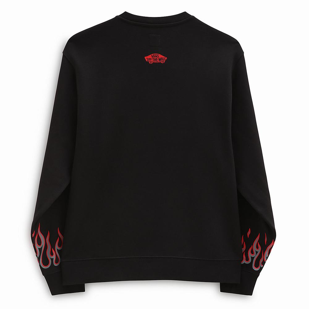 Men's Vans x Thrasher Flame Crew Sweatshirts Black | USA91865