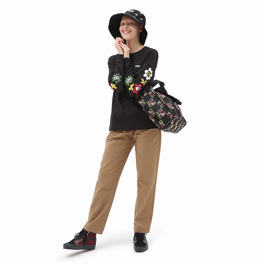 Women's Vans Anaheim Floral Long Sleeve T Shirts Black | USA82506