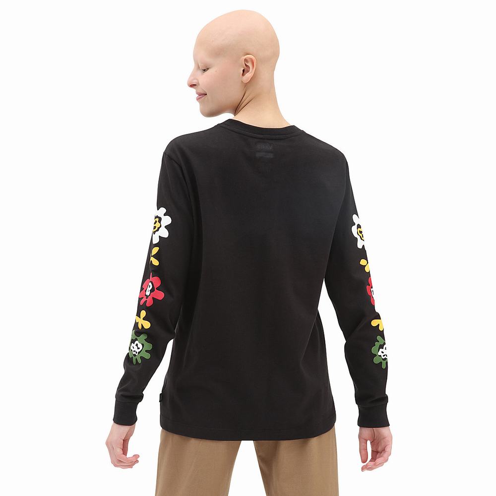 Women's Vans Anaheim Floral Long Sleeve T Shirts Black | USA82506