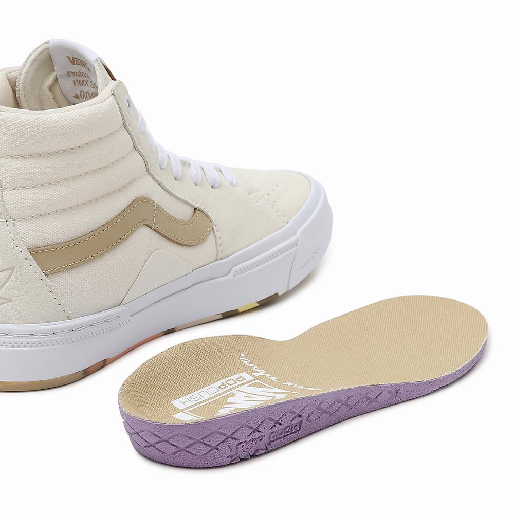 Women's Vans Angie Marino BMX Sk8-Hi Sneakers White / Beige | USA68742