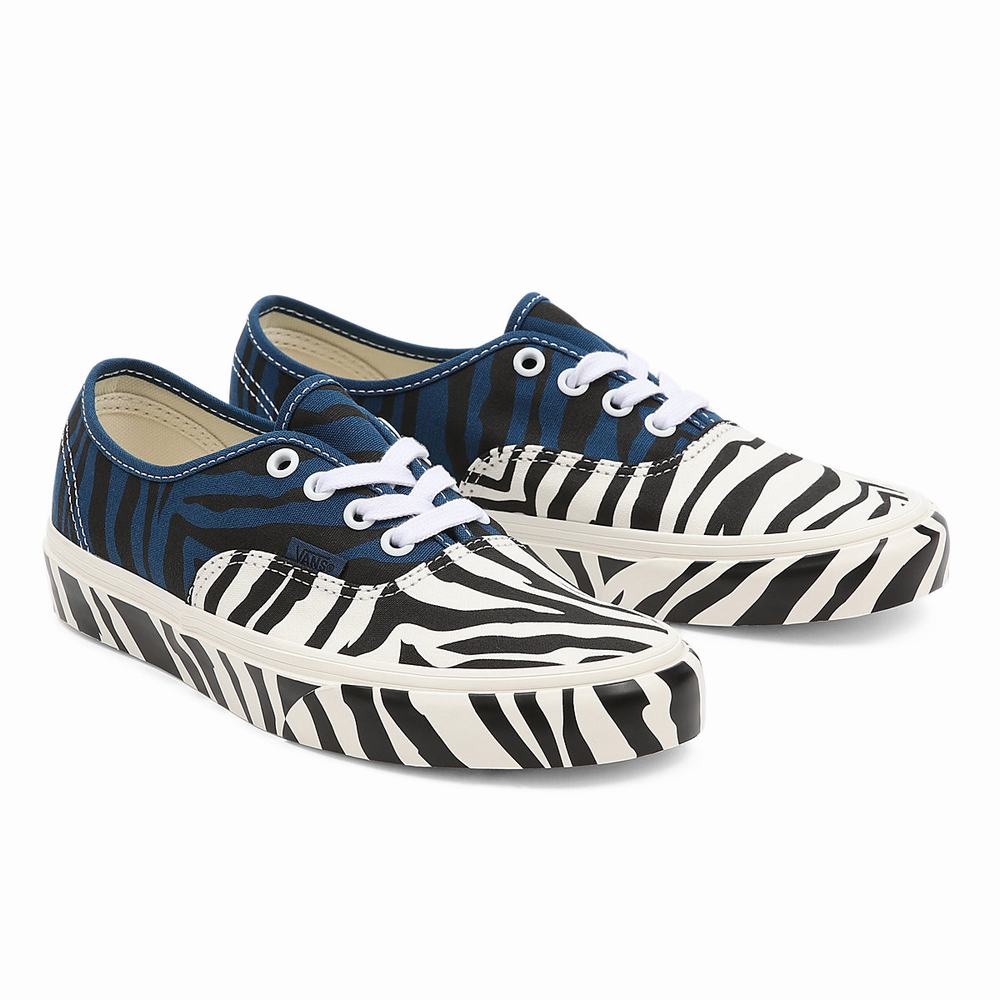 Women\'s Vans Animal Authentic Sneakers Blue / Multicolor | USA40513