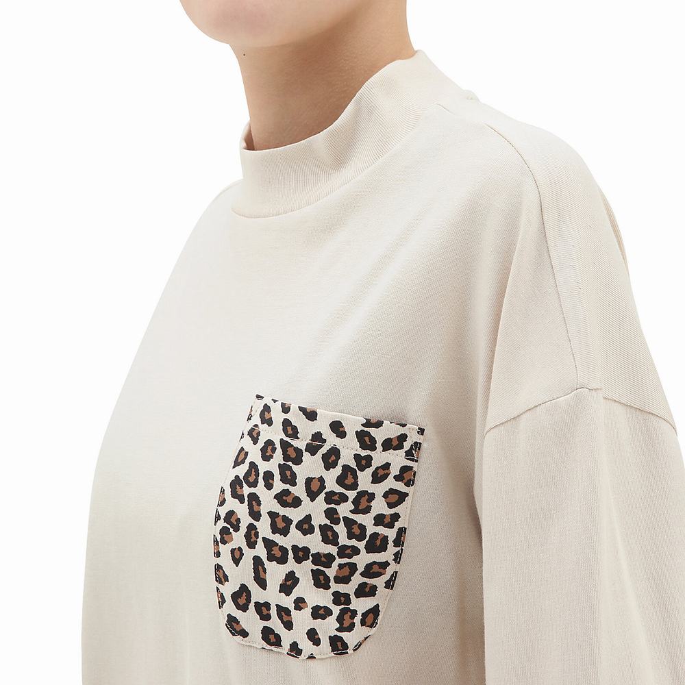 Women's Vans Animal Mix Long Sleeve T Shirts Beige | USA40367