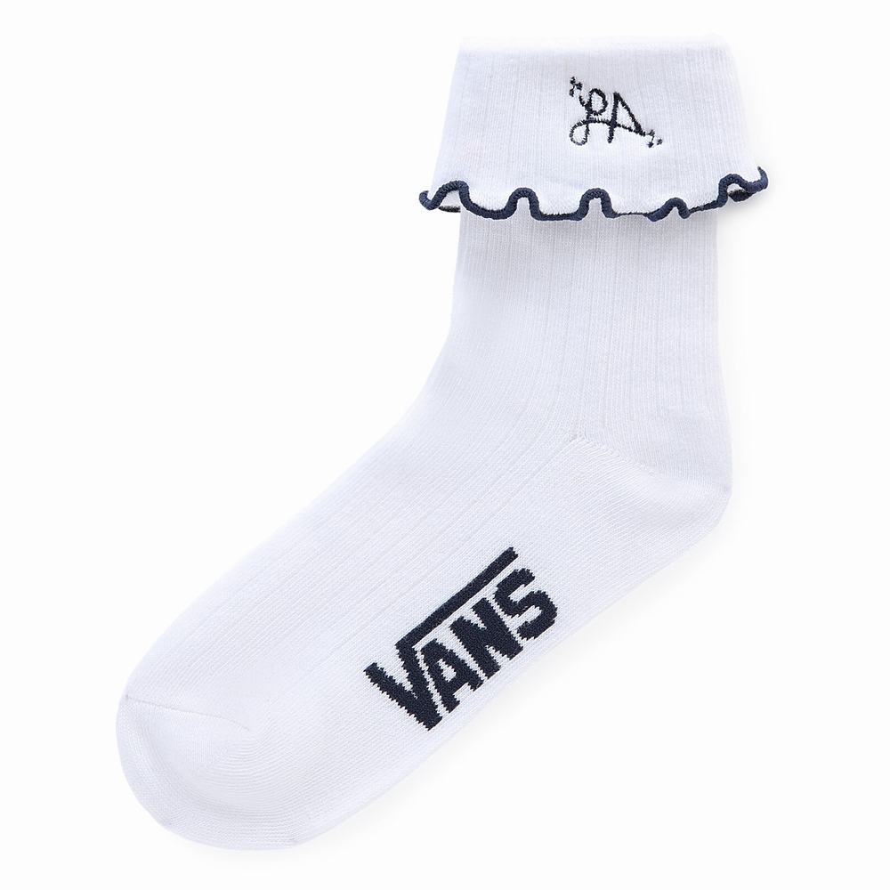 Women\'s Vans Armanto Ruffled (1 pair) Socks White | USA02394