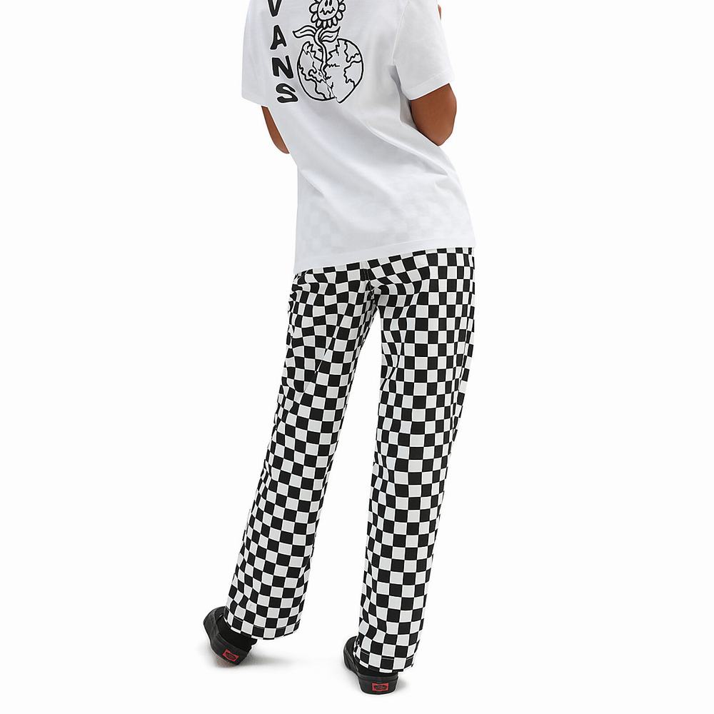 Women's Vans Authentic Chino Print Pants Black / White | USA87219