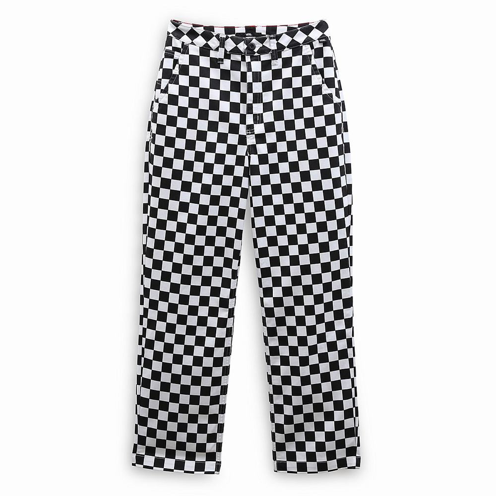 Women's Vans Authentic Chino Print Pants Black / White | USA87219