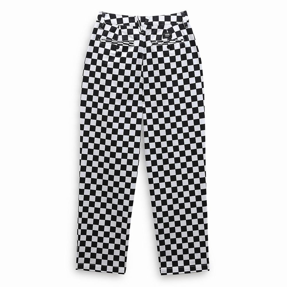 Women's Vans Authentic Chino Print Pants Black / White | USA87219