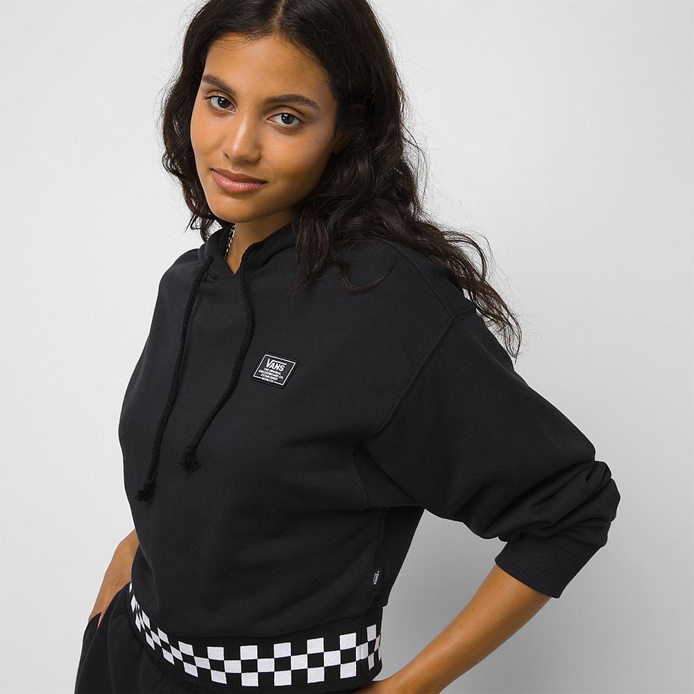 Women's Vans Boom Boom Check Hoodie Black | USA19036