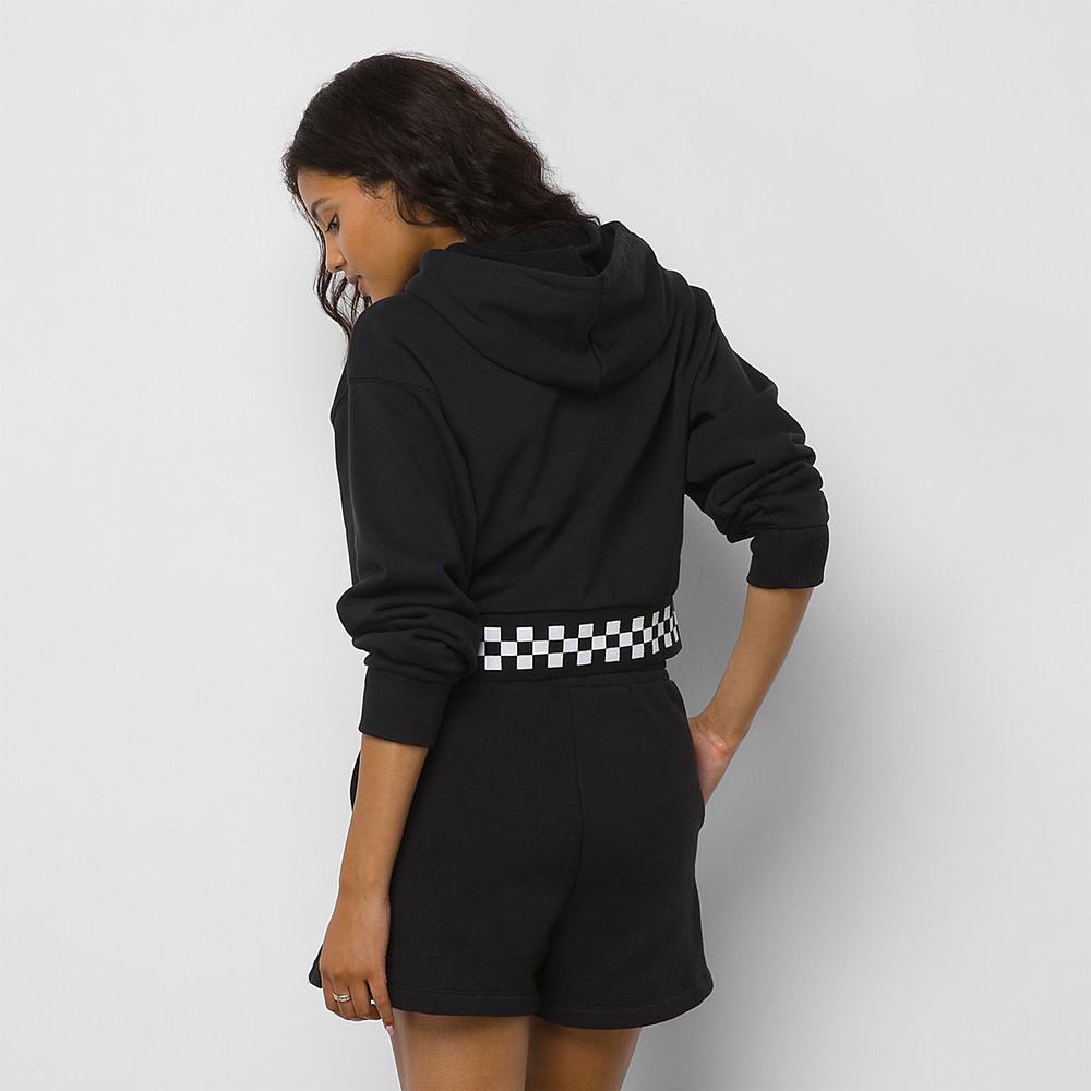 Women's Vans Boom Boom Check Hoodie Black | USA19036