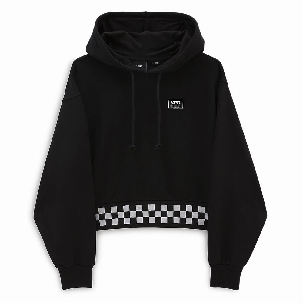 Women's Vans Boom Boom Check Hoodie Black | USA19036