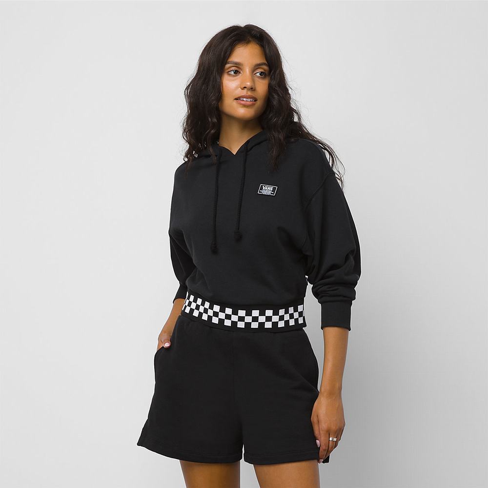 Women\'s Vans Boom Boom Check Hoodie Black | USA19036