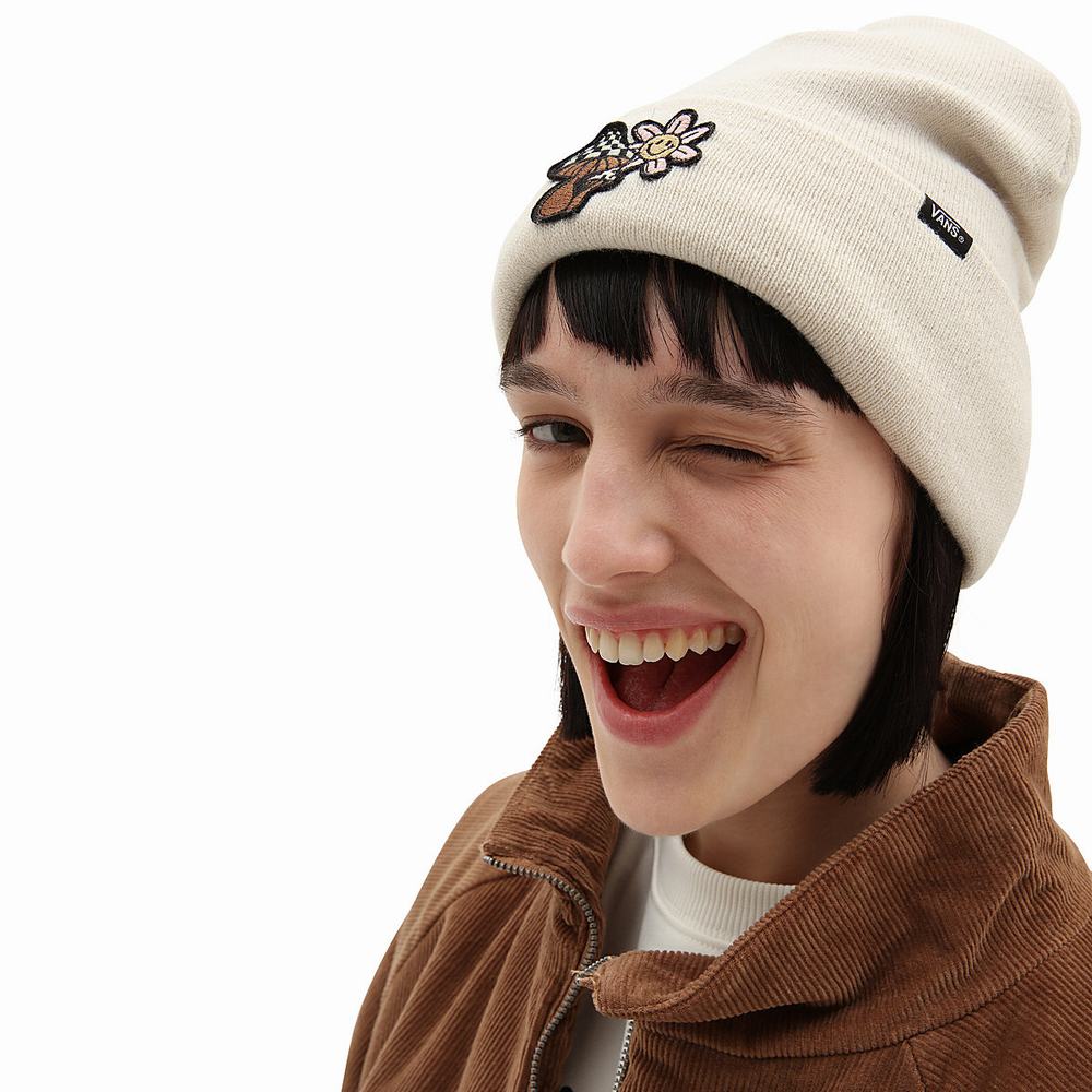 Women's Vans Breakin Curfew Beanie Beige | USA92056