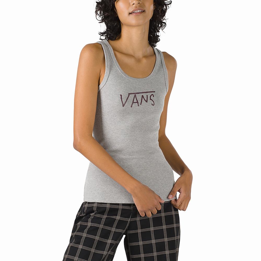 Women\'s Vans Breana Rib Tank Tanks Grey | USA78596