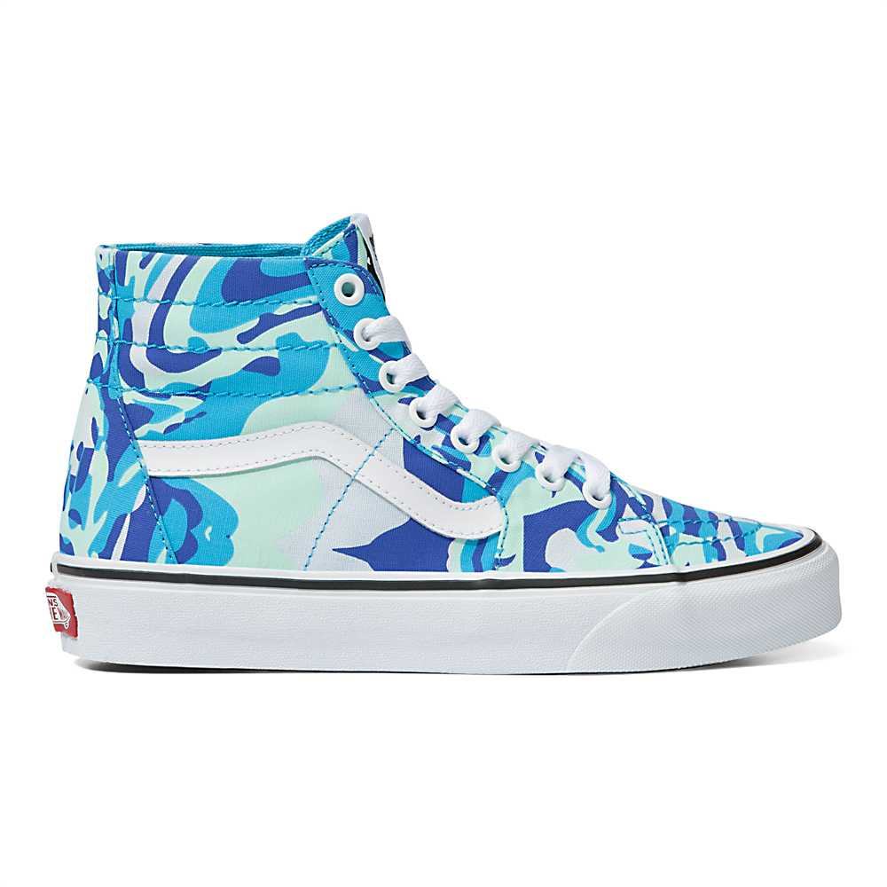 Women's Vans Bright Vibrations Sk8-Hi Tapered Sneakers Blue / White | USA47309