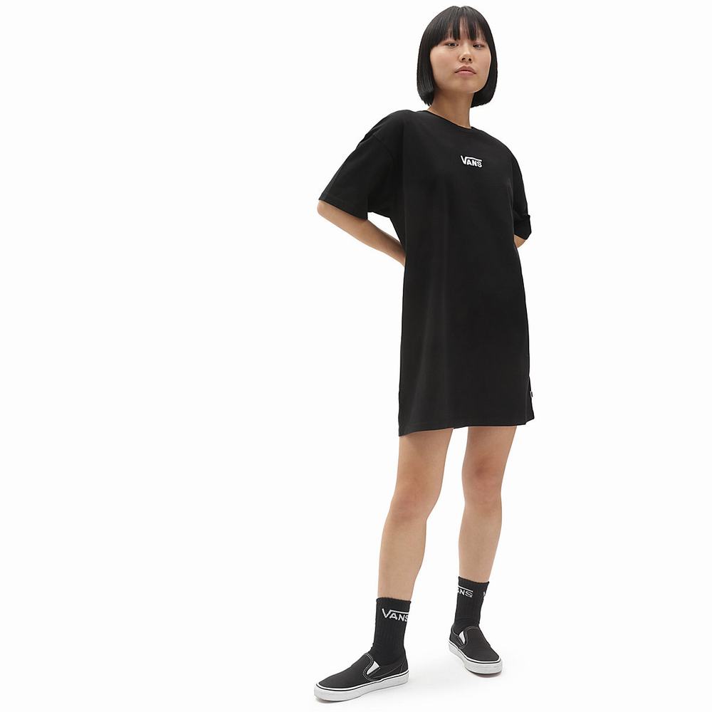 Women's Vans Center Vee Tee Dress Black | USA92078