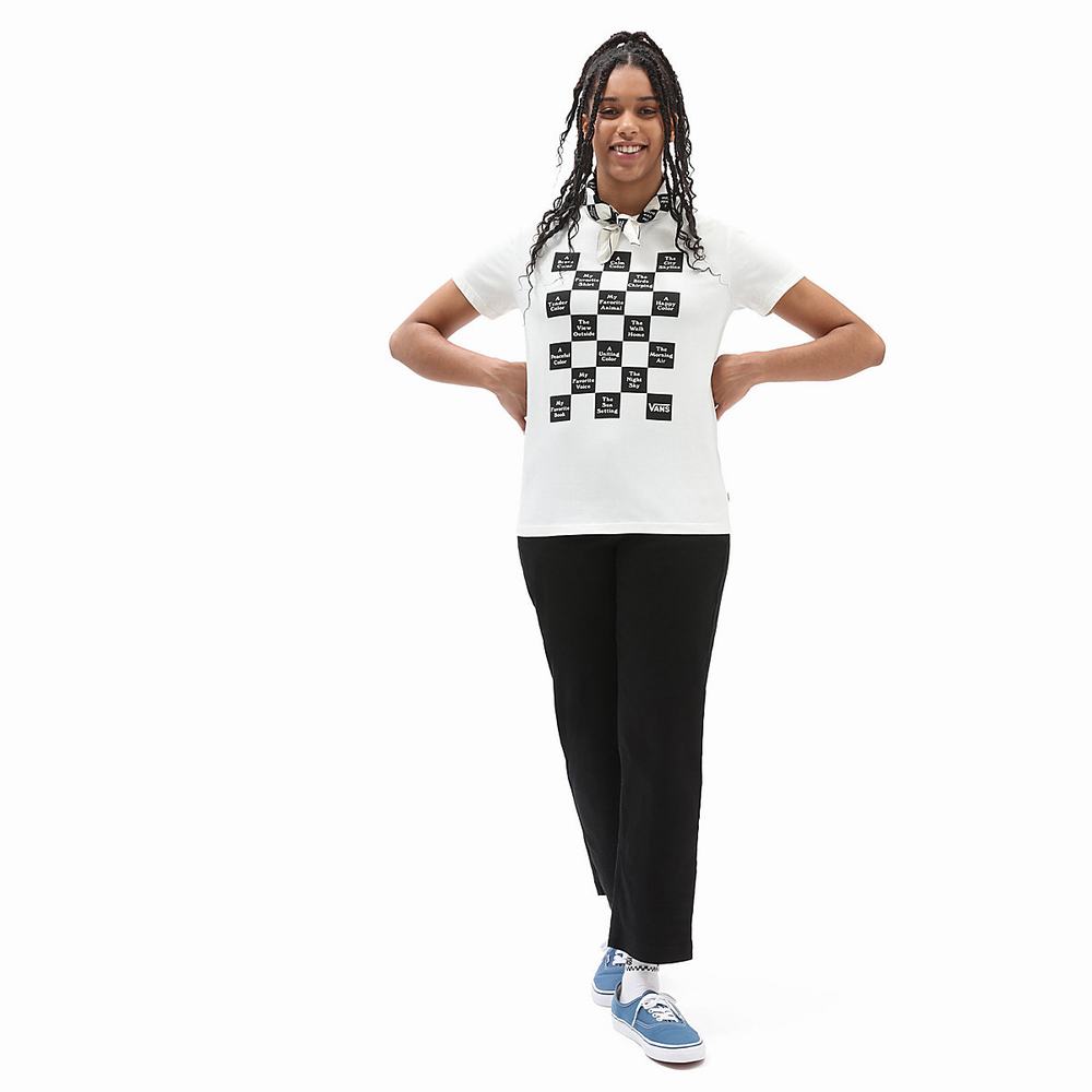 Women's Vans Checkerboard 21 T Shirts White | USA31824